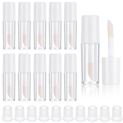 10Pcs Lip Gloss Tubes Empty 1.2ml Mini Refillable Lip Balm Bottles Empty Lip Gloss Tubes with Wand Clear Lip Gloss Containers Makeup Containers Bottles for Lipstick Samples Lip Balms Lip Gloss Making