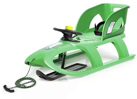 Tymar Schlitten mit Rückenlehne und lenkrad, Schlitten Kleinkind 2 Jahre (BulletControlSeat; Grün)