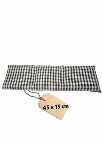 Saco semillas microondas, Tela 100% algodón, producto natural hecho a mano. Saco térmico de semillas retención de calor y frio, bolsa calor microondas. (CUADROS NEGRO, CUELLO Y ESPALDA)