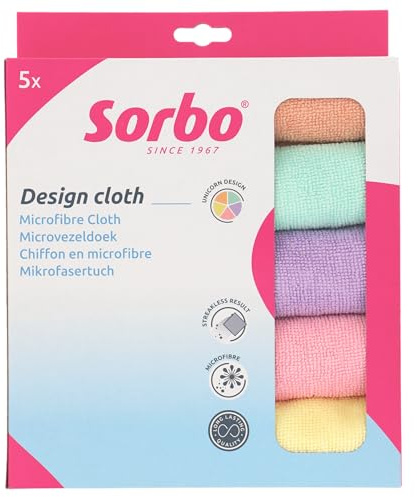 Sorbo Unicorn Microfibre Cloths - Set of 5-40 x 40 cm - Universal Use - For Streak-free & Grease-Free Cleaning - Dry & Wet Use - For Kitchen, Floor, Household