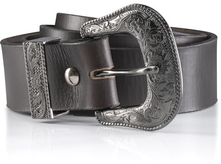 Angus Stoke Westerngürtel Jayden aus echtem Büffelleder – Handgefertigter Cowboy Ledergürtel für Damen und Herren – Vintage Gürtel mit Metallschnalle