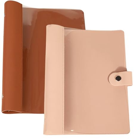 Gsrhzd Raccoglitore Ad Anelli A5, 2 Pezzi Quaderno Ad Anelli A5, Impermeabile Raccoglitore Anelli (Carta Interna Non Inclusa), Agenda Ricaricabile, Per Ufficio Scuola E Viaggi Lavoro(Brown, Rosa)