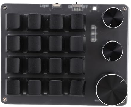 XUMIUZIY 16 Mechanische Tastatur der Taste, 3 Modi (BT, 2,4 G, verdrahtet) Anpassbare Tastatur, Dynamische LED Lichteffekte, Rote Schalter, 3 Einstellbare Knöpfe, Breite (Black)