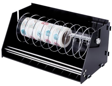 UNICRAFTALE 9-Disk Adjustable Acrylic Label Dispenser Sticker Holder | 9 Roll Disks Design,Label Storage Organizer,for Teacher Office School Home,31x17x14cm,Acrylic Adhesive