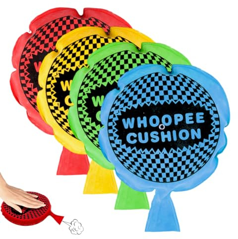 YUPZAR 4 Stück Pupskissen Furzkissen Kinder, Ideal für Scherze und Partys, Sicher und langlebig,Geeignet für Aprilscherz und Halloween,Mittel(Gelb + Rot + Blau + Grün)
