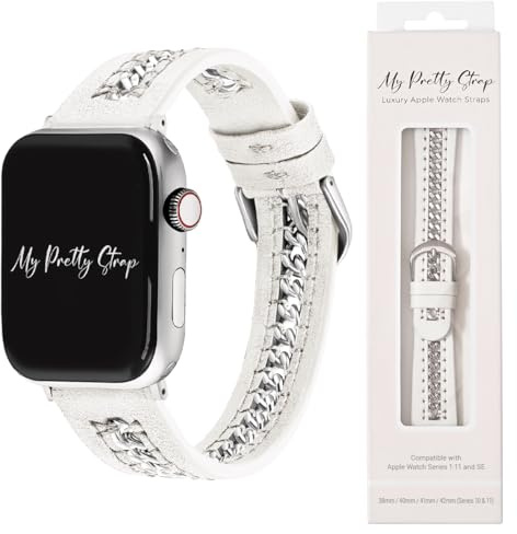 My Pretty Strap - Compatible Apple Watch Band Strap, Genuine Leatger Luxury iWatch Replacement Strap- Fits Most Wrists- Series 1-11, SE & Ultra (38MM/ 40MM/ 41MM/ 42MM/ 44MM/ 45MM/ 49MM)