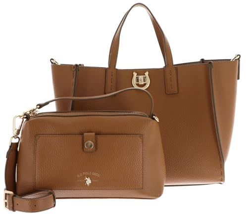 U.S. Polo Assn. Schultertasche Umhängetasche Middleton Double Handle With Extra Bag Camel hellbraun