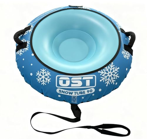 OST Inflatable Snow Tubes for for Kids & Adults, Heavy Duty Snow Sled with Premium Canvas Cover, Smooth Bottom, Cold-Resistant PVC, Outdoor Sled Toys for Winter Fun (Snow Tube 90/38)