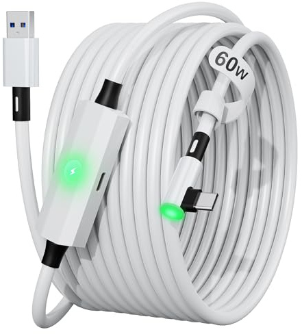 MTAKYI Link Kabel mit Ladeanschluss 5m【2026 Neues】–High Speed 5Gbps USB 3.2 A to USBC VR Kabel kompatibel mit Meta Quest 1/2/3/3S, Oculus Quest Pro, Pico 4 & PC Steam VR Headset Zubehör