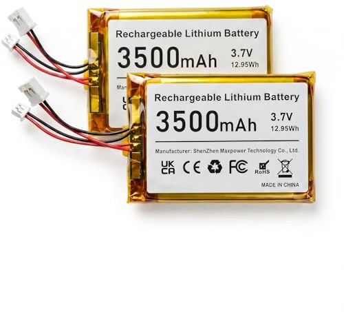 JUBOTY 2 Stück 3,7 V 3500 mAh Lithium Polymer ESP32 Akku 1S Wiederaufladbare Batterie- mit Schutzplatine und JST 1,25 Stecker für ESP32 Entwicklungsboard (Weiß, ESP32,2 Stück, A)
