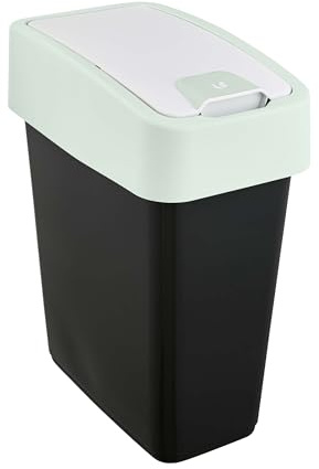 keeeper magne Abfallbehälter, Flip-Deckel, 10 l, Soft Green | 2-Wege Öffnungsmöglichkeit, Deckel nach oben aufklappbar und nach unten schwingbar, Angenehme Soft-Touch Grifffläche