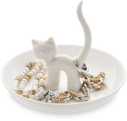 balvi - Gatto XL Ringhalter aus Keramik. Ablagefläche für Ringe und Schmuck. Aus Keramik hergestellt.