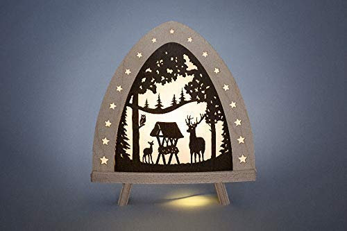 Weigla Günter Gläser Leuchtenherstellung Standleuchte LED Hirsch farbig (L/H/T): 30,0 cm x 32,0 cm x 6,0 cm NEU Lichterbogen Lichterspitze Schwibbogen Leuchter