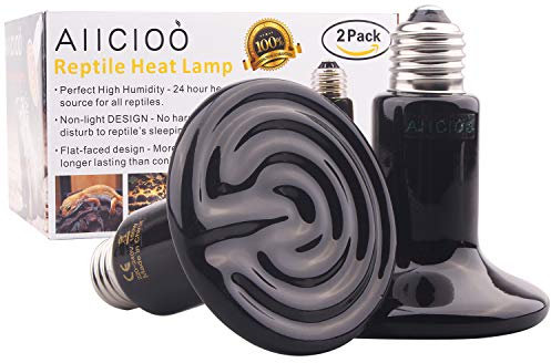 AIICIOO Terrarium Wärmelampe Keramik Reptilien Wärmelampe Tiere für Echsen/Bartagamen/Hühner/Schlangen Kein Licht zum Schutz der Augen der Tiere E27,230V 150W (2er Pack, schwarz)