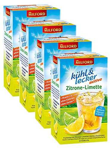 Milford kühl & lecker active Zitrone-Limette, 20 Teebeutel, 4er Pack