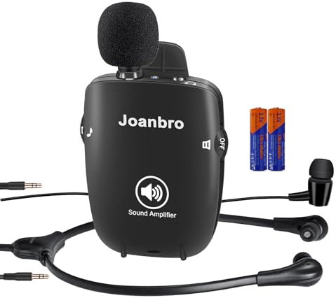 Joanbro Personal Sound Amplifier, Voice Enhancement Device, 50dB Gain, with Headphones & Earbuds, 3 Types Mics, 3 Tones, Volume Control
