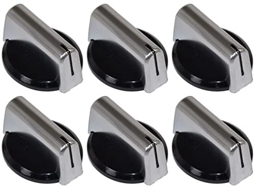 Ufixt Baumatic Compatible Replacement Black Silver Oven Cooker Hob Control Knob Pack of 6