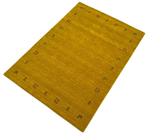 Orientteppich Gold Gabbeh Teppich 100% Wolle Loom Handgefertigt G-630 T (140 x 200 cm)