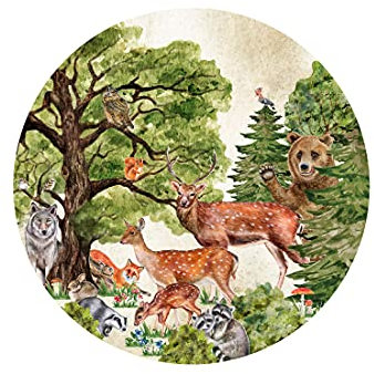Wandtattoo Kreis Wald I Tiere, Reh, Kinderbilder Junge Kinderzimmer Mädchen Aufkleber Osomhome 120x120 cm