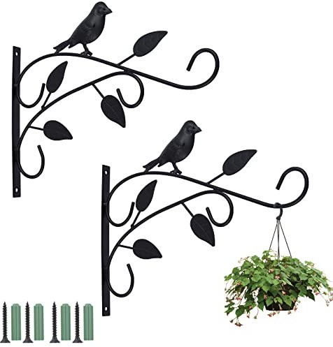 Coolty 2 Stück Haken für Blumenampel Halterung Hängende Korbhalterungen mit Schrauben zum Aufhängen von Topfpflanzen, Nachtlichtern, Blumenkörben, Laternen 30cm (Schwarz)