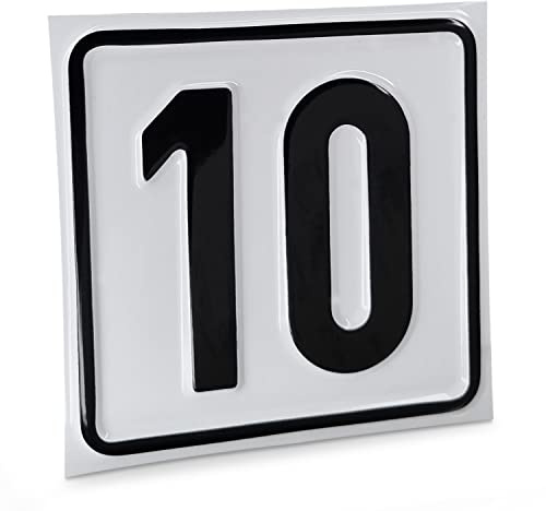 Betriebsausstattung24 Hausnummernschild Nr. 10 - Größe: 10 x 10 cm | Aluminiumschild - Farbe: weis/schwarz - Moderne Hausnummer- oder Parkplatzkennzeichnung