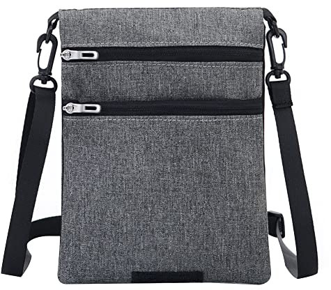 Reisegeldbeutel mit RFID-Schutz, MoreChioce Unisex Brustbeutel Reisepasstasche Hängende Multifunktional Brusttasche Wasserdicht Reisepass-Halter Leicht Nackentasche für Kreditkarten Reisepass,Grau
