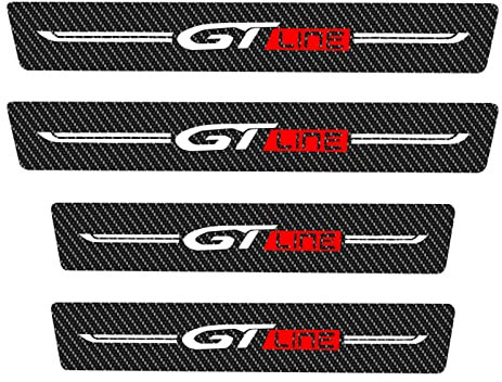 4 Stück Auto Einstiegsleisten Willkommen Schritt Platte Aufkleber Schutzleisten, für K-IA GT LINE Kohlefaser Türschweller Kick Plates Schützen, Threshold Pedal Abdeckung Dekoration Zubehör