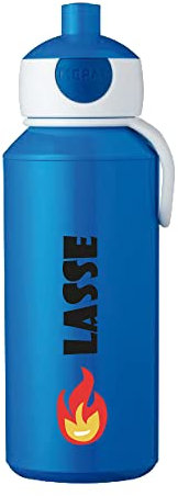 4youDesign Mepal Trinkflasche für Kinder auslaufsicher – personalisiert mit Name – Feuerwehrauto blau – Geschenk für Kinder zur Einschulung – Schlaufe zum befestigen am Ranzen – 400ml