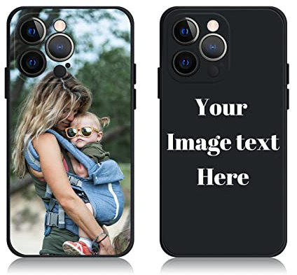 AnNengJing Custom Soft Liquid Silicone Cases Full-Body Protective Personalized Photo Name Text Logo Phone Cover for iPhone 14 Pro Max Black