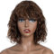 FASHION IDOL Bob Lockiges Echthaar Perücke für Schwarze Frauen 25CM Brasilianisches Reines Echthaar Kurze tiefwassergewellte Perücke mit Pony 150% Dichte (10 Inches, Dark Brown)