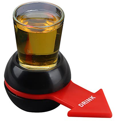Taozoey Trinkspiel Spin The Shot, Beer Shot Spinner, Flaschendrehen mit Schnapsglas für Lustiges Party Trinkspiel, Drinking Game, Schwarz, Roter Pfeil