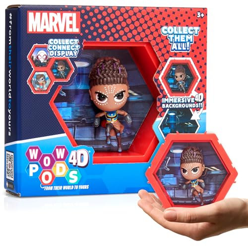 PODS 4D Marvel Shuri, einzigartige verbindbare Wackelkopf-Figur, die aus ihrer Welt in Ihre platzt, Wand- oder Regaldisplay, Marvel Toys and Gifts, Serie 1 Nr. 463