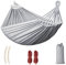 MOSFiATA 275 x 155 cm Hängematte Outdoor mit abnehmbar gebogener Holzstange, Befestigungsgurte und Tragetasch für Indoor, Balkon, Terrasse, Garten, Rucksackreisen