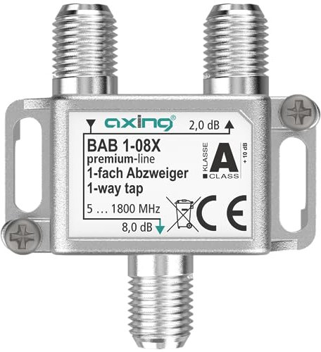 Axing BAB 1-08X 1-Fach Abzweiger 8 dB 5-1800 MHz TV Data Internet Kabelfernsehen