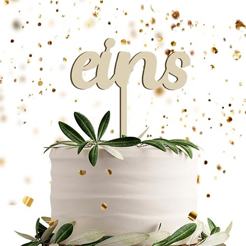 EINS Kuchentopper Cake Topper Geburtstag Dekoration aus Holz für 1.Geburtstag (EINS)