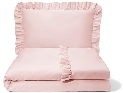 balbina Parure de lit 2 pièces en coton pour enfant avec housse de couette 100 x 135 cm et taie d'oreiller 60 x 40 cm, rose poudré clair