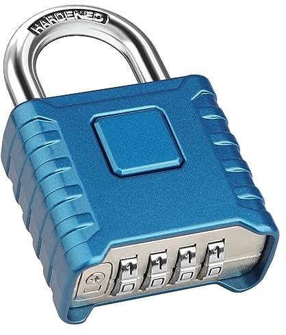 Diyife Heavy Duty Combination Padlocks Outdoor, [Weatherproof] 52mm Large 4 Digit Code Padlock with 8mm Thick 304 Stainless Steel Shackle for Garage, Home, School, Gate, Shed, Fence, Gym (Blue)