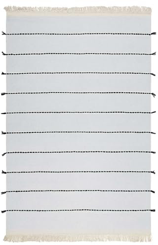 Wecon Home Hochwertiger handgewebter Kurzflor Teppich von Esprit - Gemütlichkeit und Stil für Wohnzimmer, Arbeitszimmer und mehr - Lina (160 x 230 cm, grau schwarz)