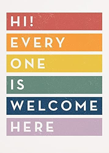 Rainbow Pride Equality Print Everyone is Welcome Here Poster Diversity Print Inclusion Poster Metal Signs for Outdoor 8x12 Inch