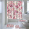AIBIIN Pink Flowers Wall Shower Curtain Sets 4 Piece Sweet Rose Floral with Non-Slip Rugs Toilet Lid Cover and Bath Mat Flower Bath Curtains for Bathroom Decor with 12 Hooks