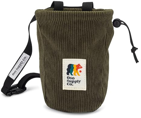 Oso Supply Co - Vintage-Kreidebeutel aus Cord für Klettern, Bouldern, Kreideeimer mit Gürtel und Reißverschlusstasche, perfekte Kletterausrüstung, Ausrüstung für Indoor-Fitnessraum und Outdoor
