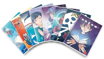 Pigna, Manga-Heft, Einband aus glänzendem Lack, A4 21 x 29,7 cm, 42 Blatt 80 g/m², linierte Blätter für mittlere und obere Blätter, sortierte Deckblätter, Packung mit 10 Stück