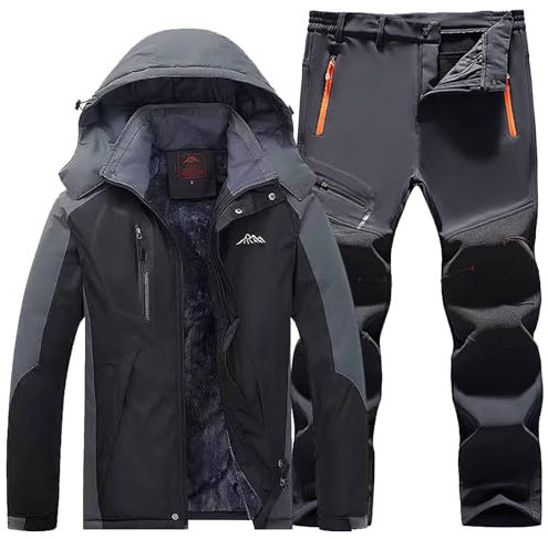 Generisch Damen Skianzug Zweiteilig - Softshelljacke/Schneehose Winter Snowboarden Ski-Anzug mit Kapuzen Atmungsaktiv Winddicht Wasserdicht für Erwachsene Frauen Freizeitsportler