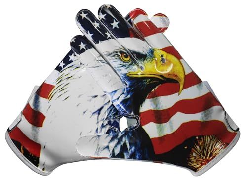 Exotic Sports Youth Football Gloves with American Flag American Reciever Football Gloves for Adult Men Women and Boys with Super Sticky Silicone Grip Palms Ultimate Performance Booster (Youth Medium)