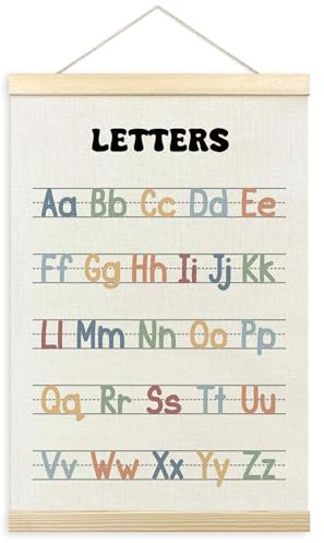 TLESKE Boho-Klassenzimmer-Alphabet, ABC-Diagramm, Posteraufhänger, Heimschule, hängende Wandkunst, Dekoration für Kleinkinder, Kinderzimmer, Spielzimmer, Vorschule, Vorschule, Lernposter, Druckbanner