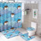 GZYWLKJ Abstraktes Aquarell-Pinguin-Duschvorhang-Set, 4-teilig, rustikales lustiges Waldpinguin-Wellen-Design, Badezimmer-Dekor-Set mit Teppichen, inklusive rutschfestem WC-Deckelbezug, Badematte