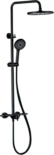 GMWARDDF Juego de Ducha de Lluvia clásica de 10 Pulgadas, Juego Combinado de Ducha de Pared, Mezclador de Lluvia de latón con Cabezal de Ducha, caño de bañera, Ducha de Mano de 3 Modos, roc