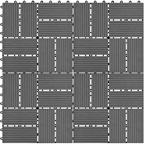 ShGaxin Terrassenfliesen 11 Stück, Balkonbodenbeläge Wetterfest, Terrassenplatten, Terrassendielen, Balkonboden, Bodenfliesen Im Außenbereich, WPC 30 x 30 cm 1 qm Grau