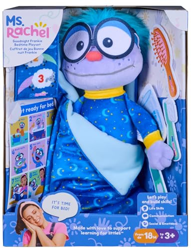 Ms. Rachel Goodnight Frankie, Bedtime Training Plush Toy with Sleeping Bag