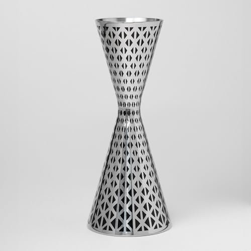 Jigger Kidia Geometric Lines - Cuillère à cocktail professionnelle de 30/60 ml avec emballage innovant un chapeau de baseball blanc (Geometric Lines White Hat)